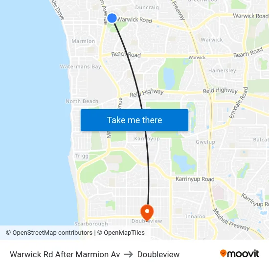 Warwick Rd After Marmion Av to Doubleview map
