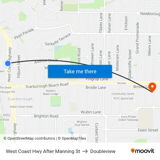 West Coast Hwy After Manning St to Doubleview map