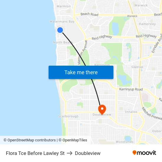 Flora Tce Before Lawley St to Doubleview map