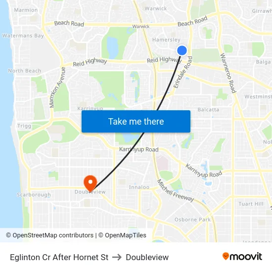 Eglinton Cr After Hornet St to Doubleview map