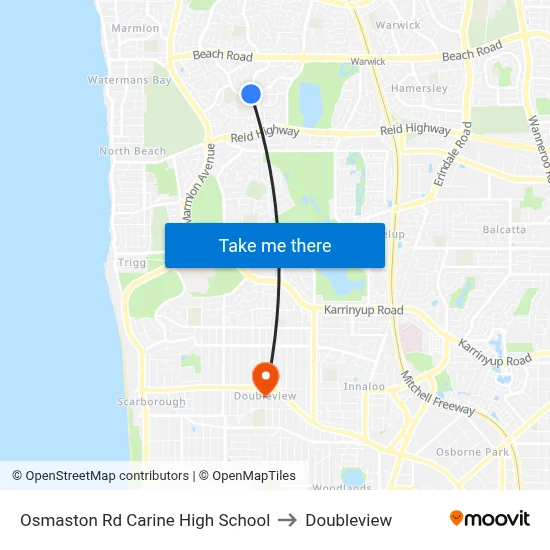 Osmaston Rd Carine High School to Doubleview map