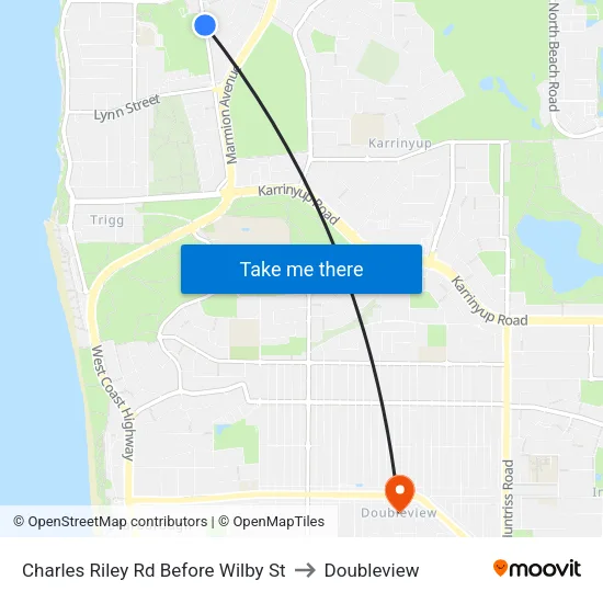 Charles Riley Rd Before Wilby St to Doubleview map