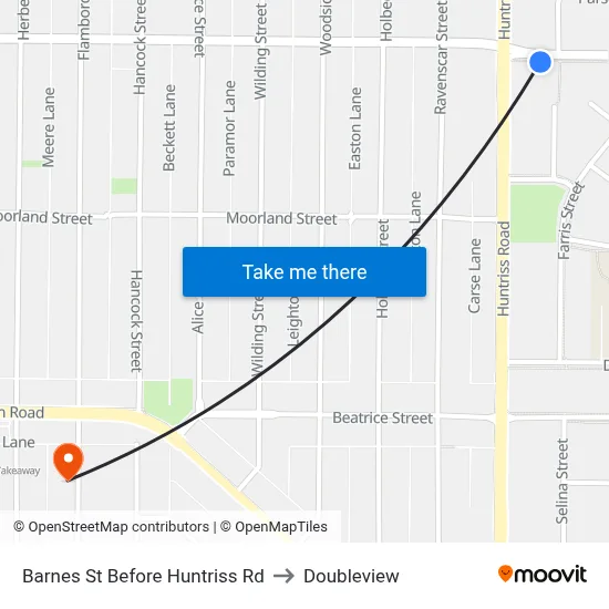 Barnes St Before Huntriss Rd to Doubleview map