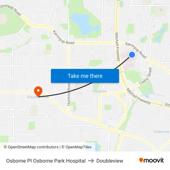 Osborne Pl Osborne Park Hospital to Doubleview map