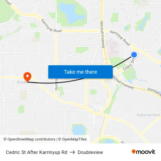 Cedric St After Karrinyup Rd to Doubleview map