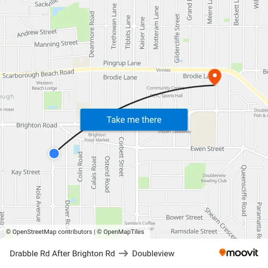 Drabble Rd After Brighton Rd to Doubleview map