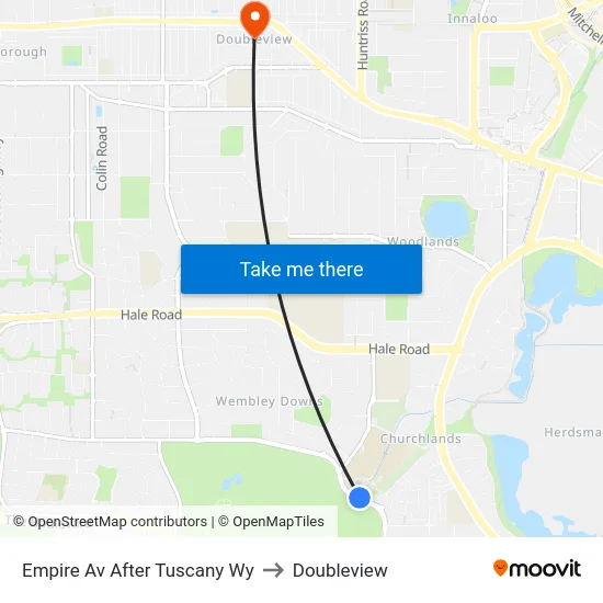 Empire Av After Tuscany Wy to Doubleview map