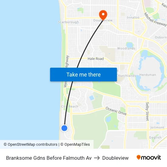 Branksome Gdns Before Falmouth Av to Doubleview map