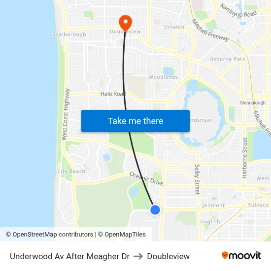 Underwood Av After Meagher Dr to Doubleview map