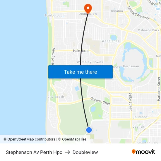 Stephenson Av Perth Hpc to Doubleview map