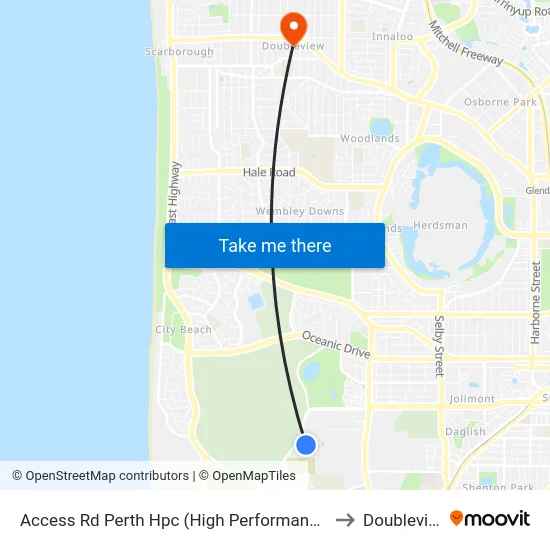 Access Rd Perth Hpc (High Performance Ctr) to Doubleview map