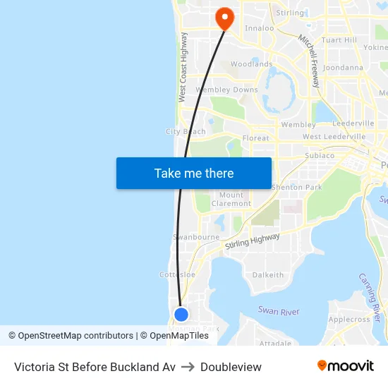 Victoria St Before Buckland Av to Doubleview map