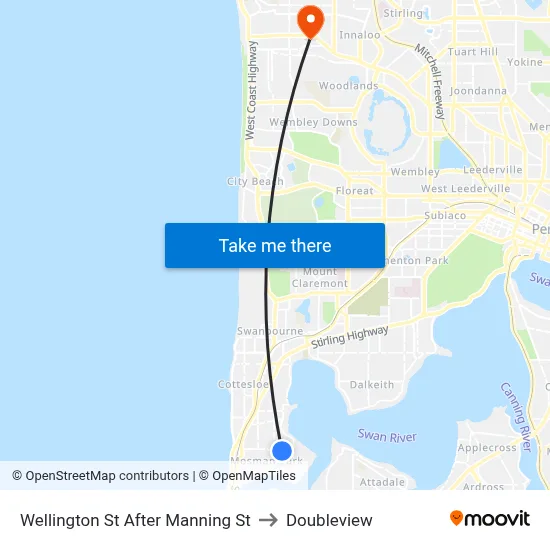 Wellington St After Manning St to Doubleview map