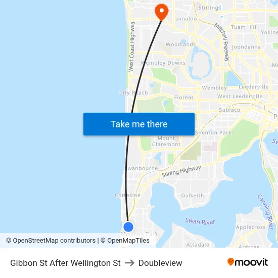 Gibbon St After Wellington St to Doubleview map
