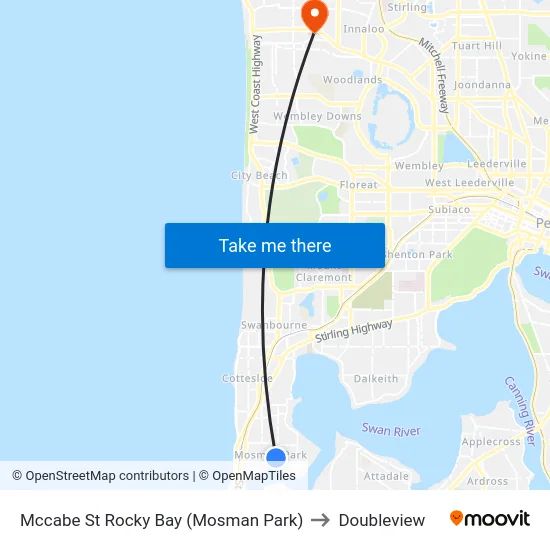 Mccabe St Rocky Bay (Mosman Park) to Doubleview map