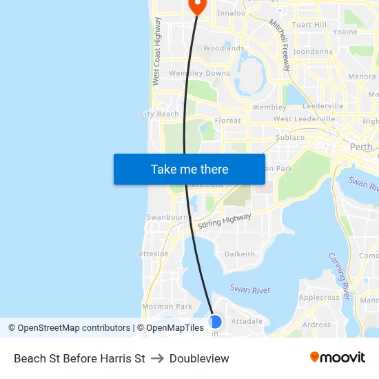 Beach St Before Harris St to Doubleview map