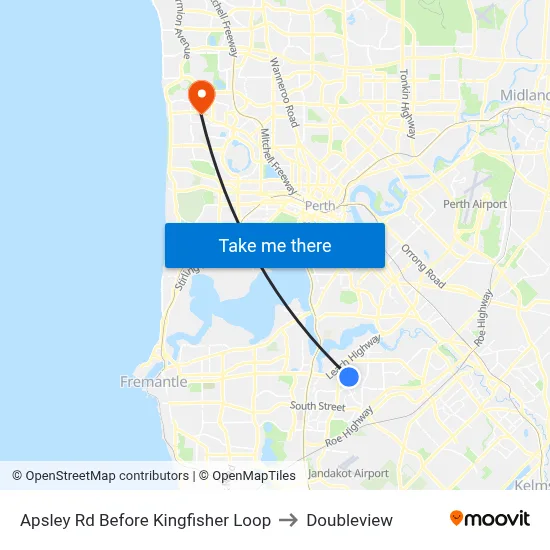 Apsley Rd Before Kingfisher Loop to Doubleview map