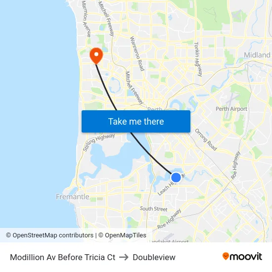 Modillion Av Before Tricia Ct to Doubleview map