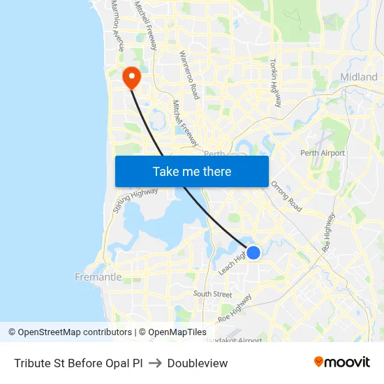 Tribute St Before Opal Pl to Doubleview map