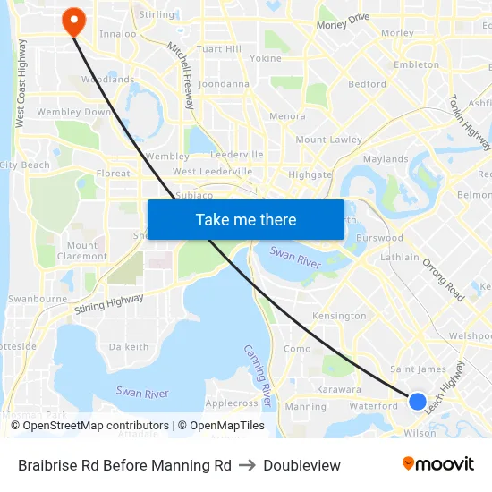 Braibrise Rd Before Manning Rd to Doubleview map