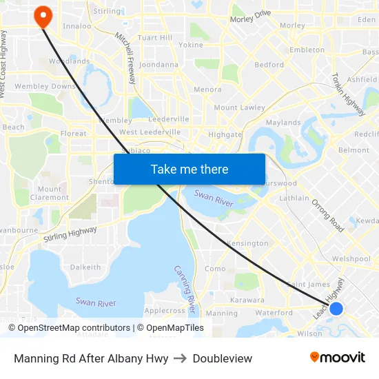 Manning Rd After Albany Hwy to Doubleview map