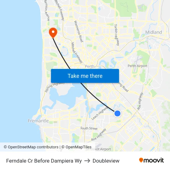 Ferndale Cr Before Dampiera Wy to Doubleview map