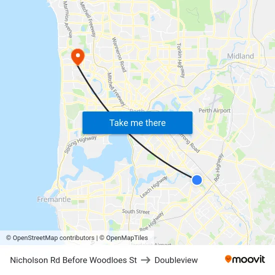 Nicholson Rd Before Woodloes St to Doubleview map