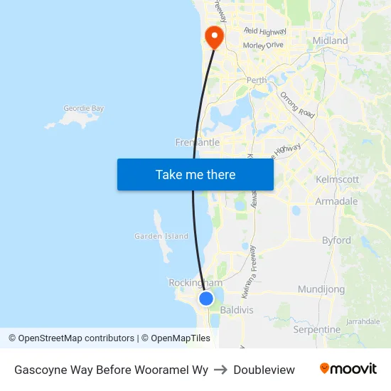 Gascoyne Way Before Wooramel Wy to Doubleview map
