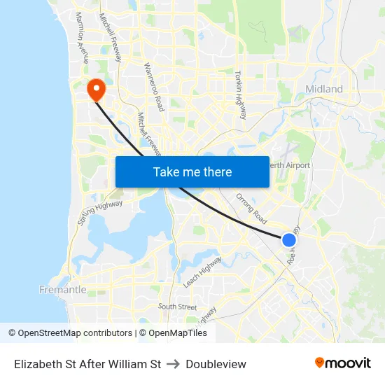 Elizabeth St After William St to Doubleview map