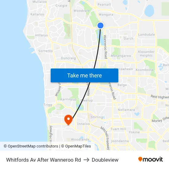 Whitfords Av After Wanneroo Rd to Doubleview map