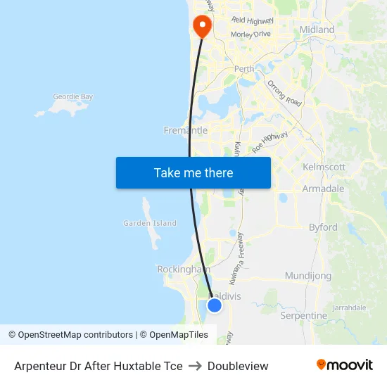Arpenteur Dr After Huxtable Tce to Doubleview map