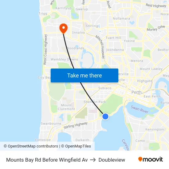Mounts Bay Rd Before Wingfield Av to Doubleview map