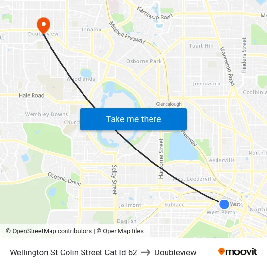 Wellington St Colin Street Cat Id 62 to Doubleview map
