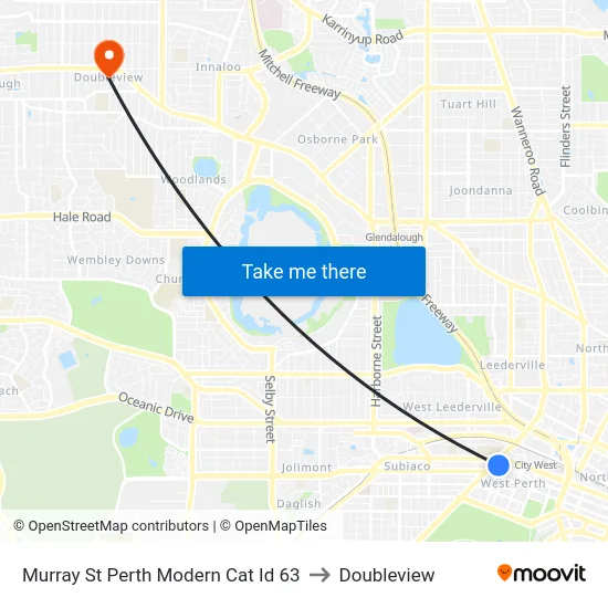 Murray St Perth Modern Cat Id 63 to Doubleview map