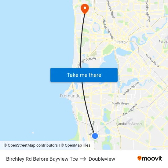 Birchley Rd Before Bayview Tce to Doubleview map