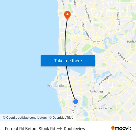 Forrest Rd Before Stock Rd to Doubleview map