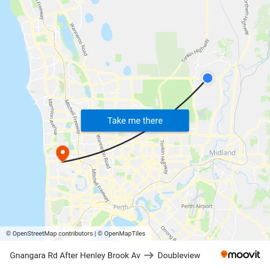 Gnangara Rd After Henley Brook Av to Doubleview map