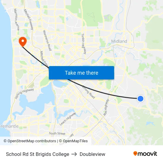 School Rd St Brigids College to Doubleview map