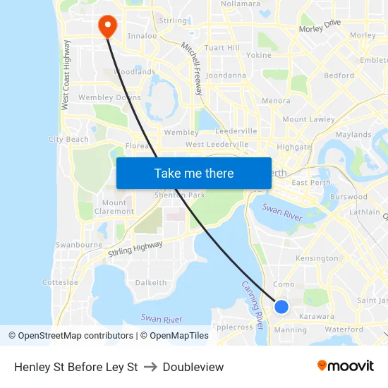 Henley St Before Ley St to Doubleview map