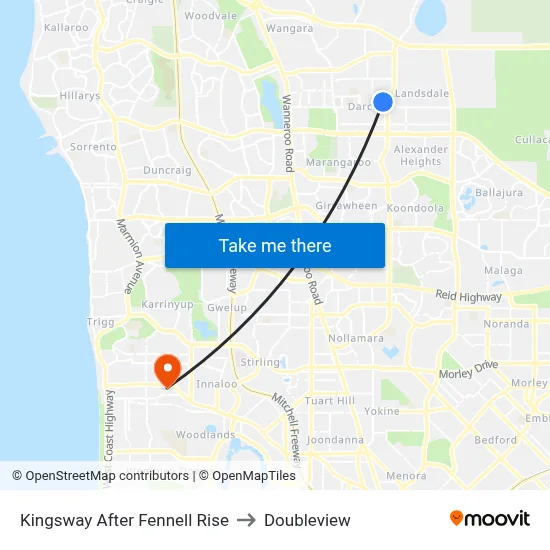 Kingsway   After Fennell Rise to Doubleview map