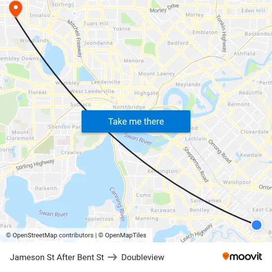 Jameson St After Bent St to Doubleview map