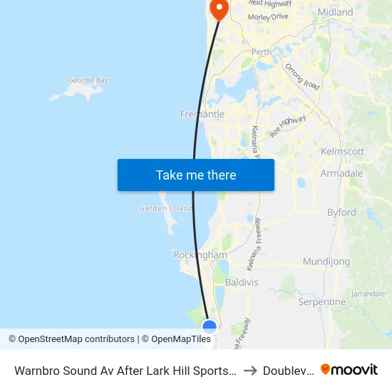 Warnbro Sound Av After Lark Hill Sports Complex to Doubleview map