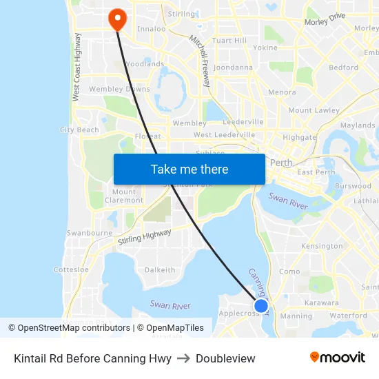 Kintail Rd Before Canning Hwy to Doubleview map