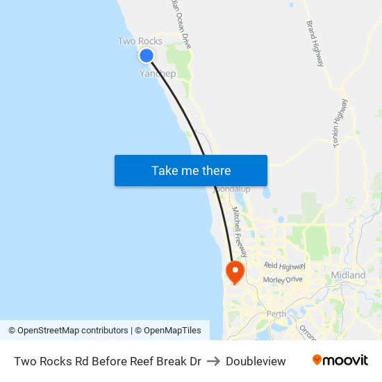 Two Rocks Rd Before Reef Break Dr to Doubleview map