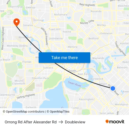Orrong Rd After Alexander Rd to Doubleview map