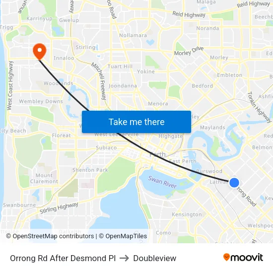 Orrong Rd After Desmond Pl to Doubleview map