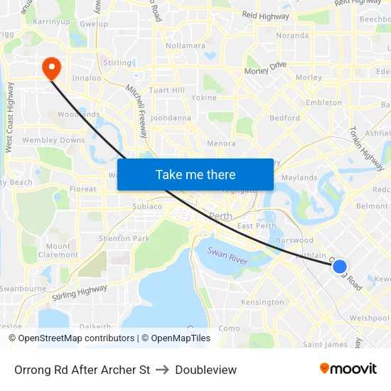 Orrong Rd After Archer St to Doubleview map