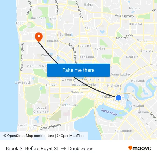 Brook St Before Royal St to Doubleview map