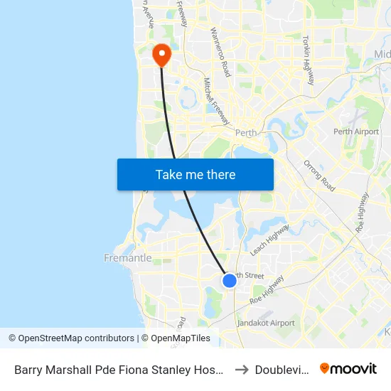 Barry Marshall Pde Fiona Stanley Hospital to Doubleview map