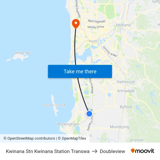 Kwinana Stn Kwinana Station Transwa to Doubleview map